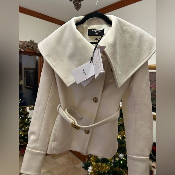 Women’s Balmain asymmetrical virgin wool jacket size 36 - Picture 1 of 13